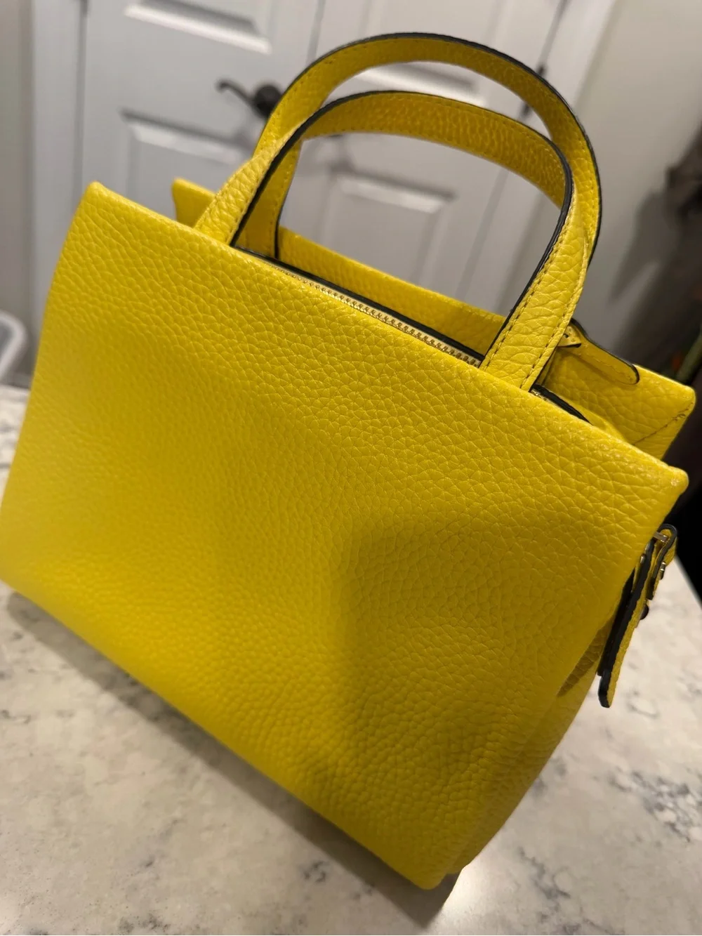 kate spade yellow pebbled leather satchel